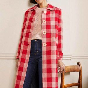 Boden Bonnie Gingham Buttoned Coat In 